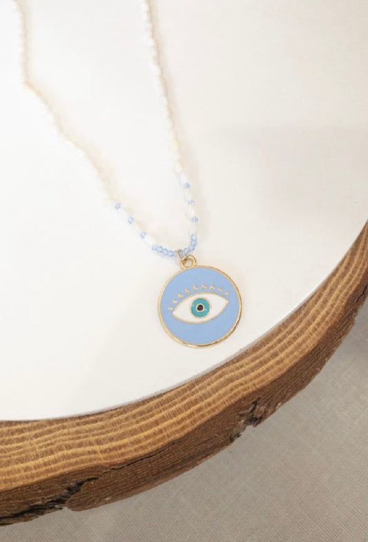 Evil Eye Pearl Necklace